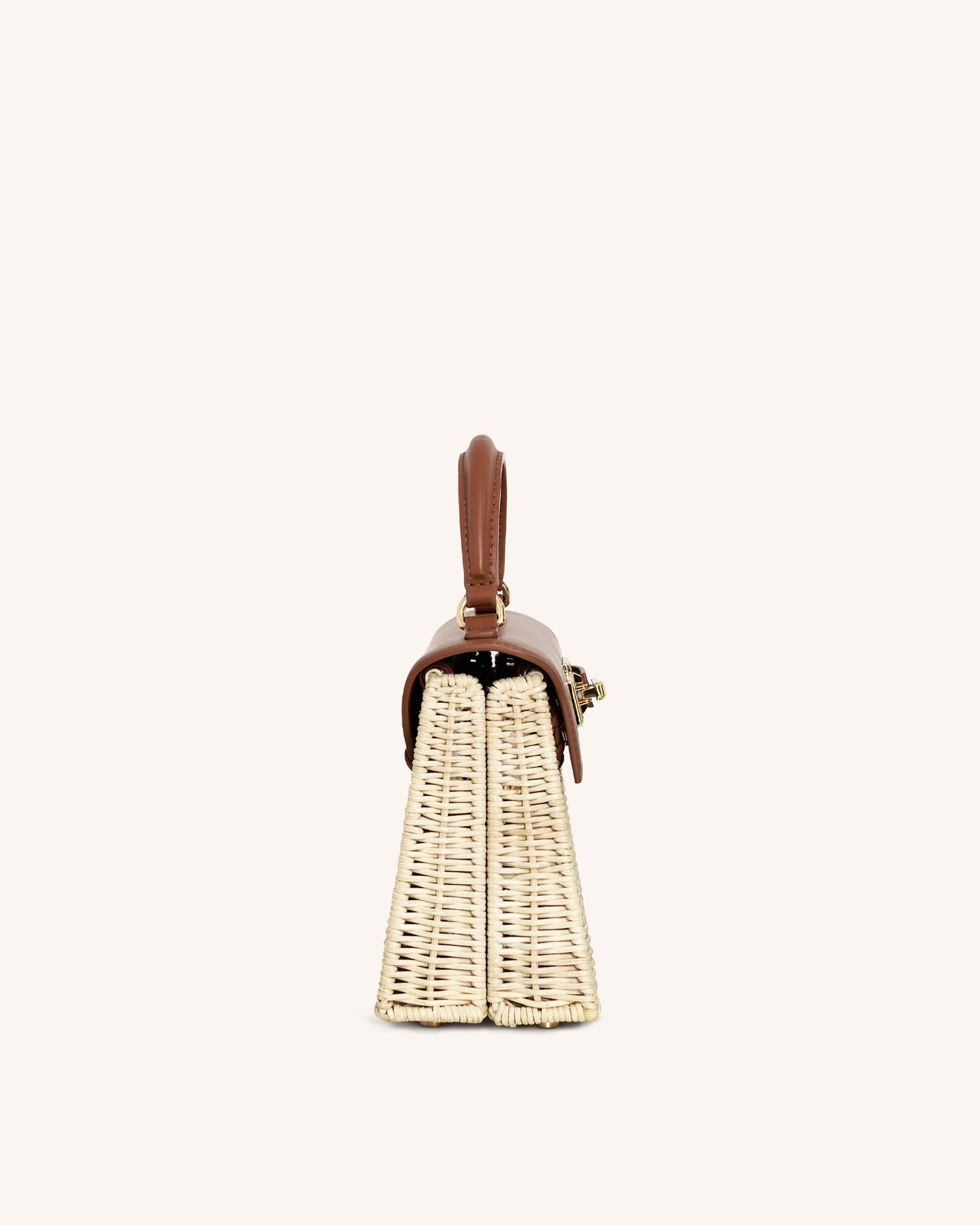 Elise Natural Rattan Weaving Handbag - Brown Rattan