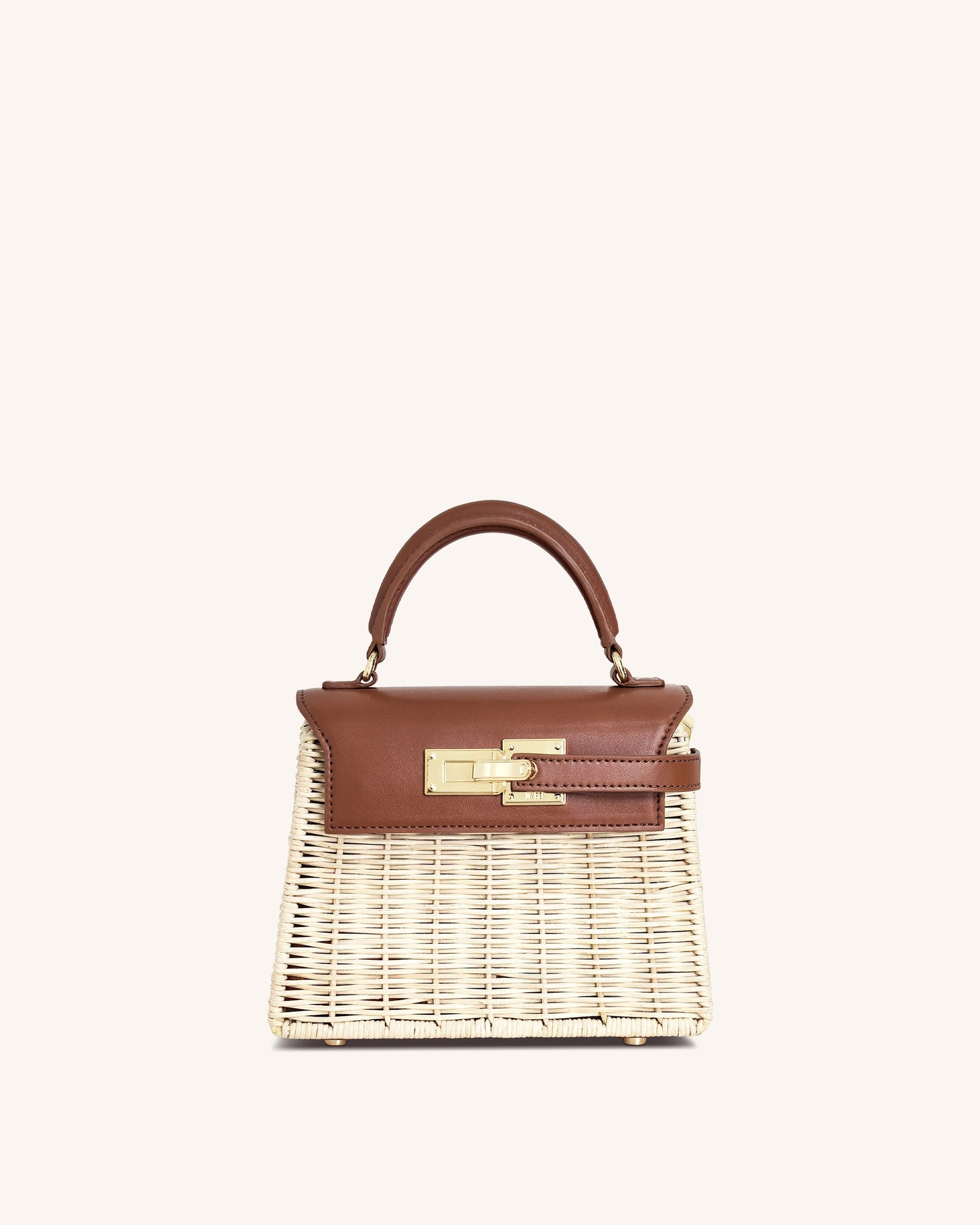 Elise Natural Rattan Weaving Handbag - Brown Rattan