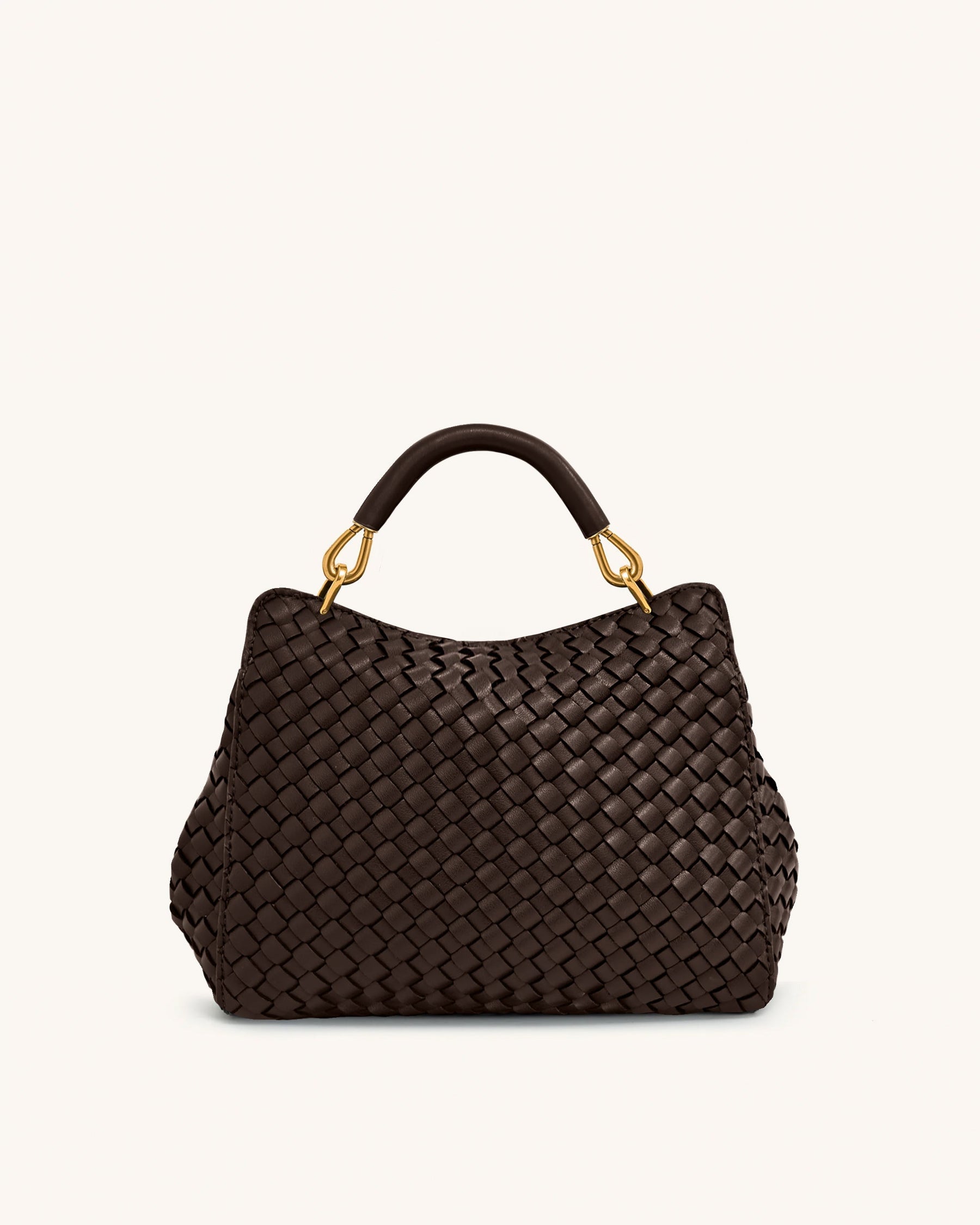 Lucia Classic Top Handle Woven Bag - Dark Brown