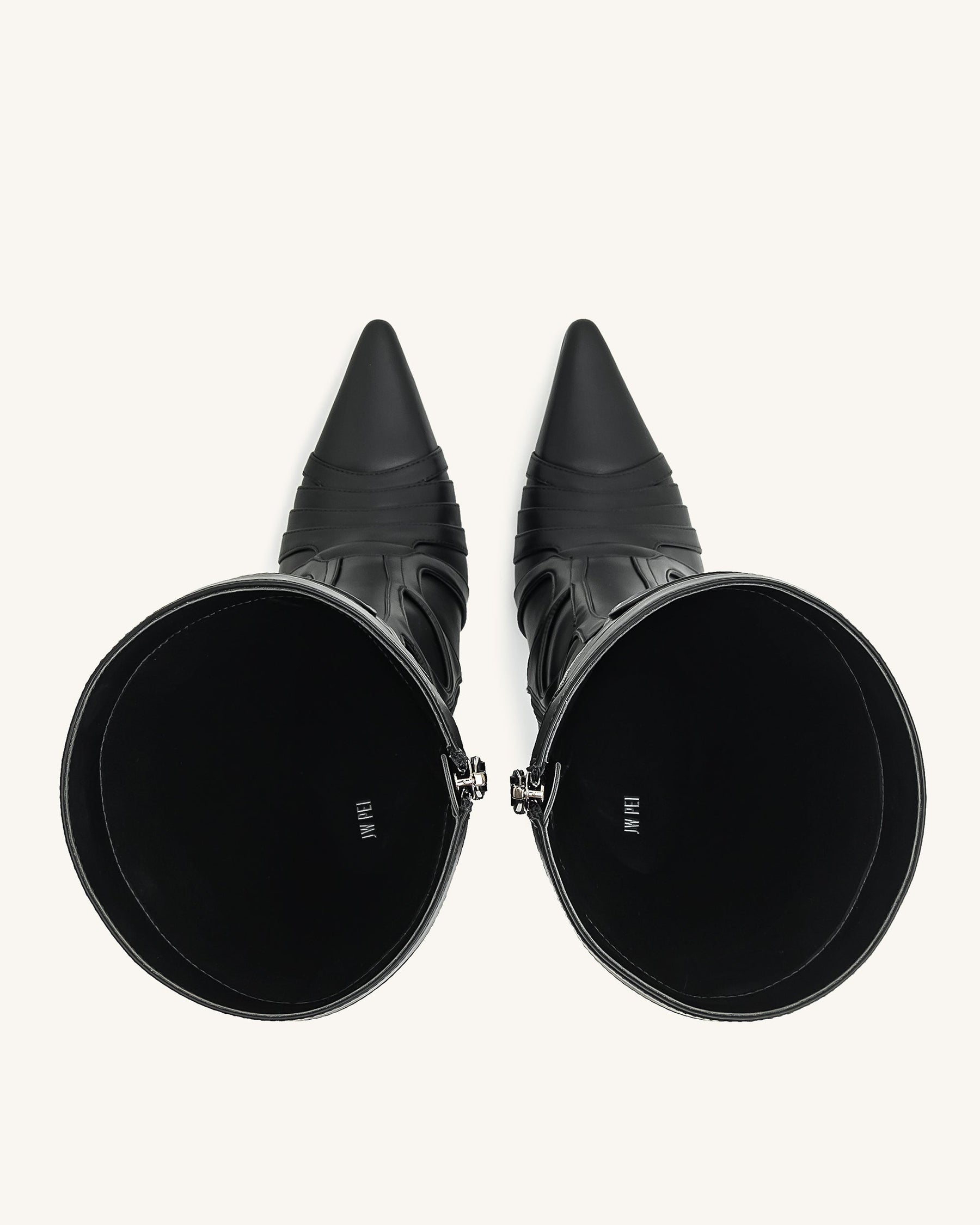 Odette Futuristic Heeled Bike Boots - Black