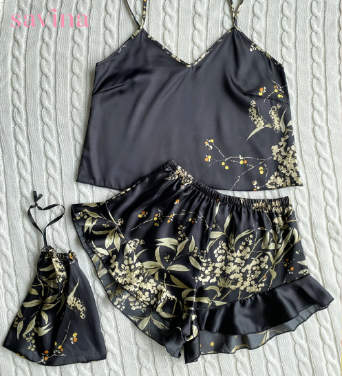 Pijama FlowerLux Preto