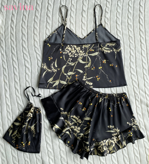 Pijama FlowerLux Preto