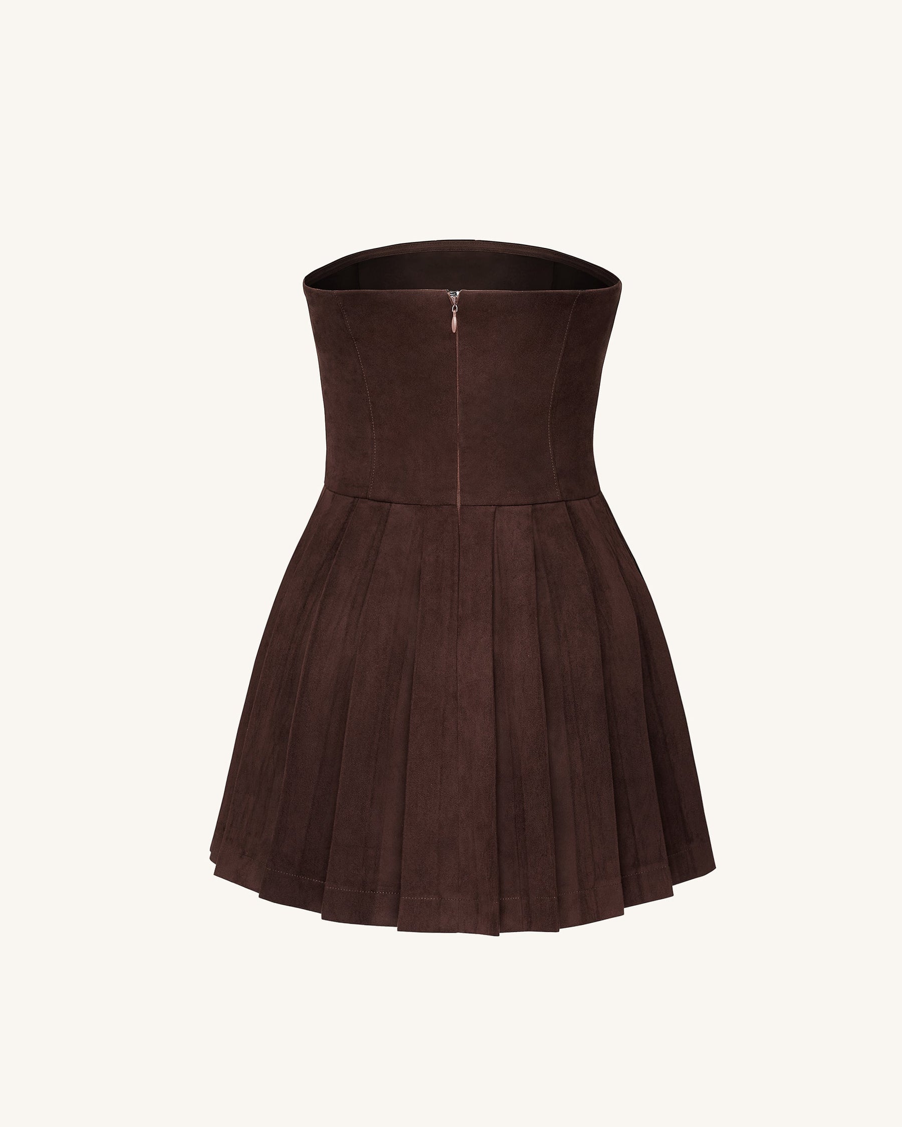 Ellie Pleated Velvet Dress - Chocolate Brown