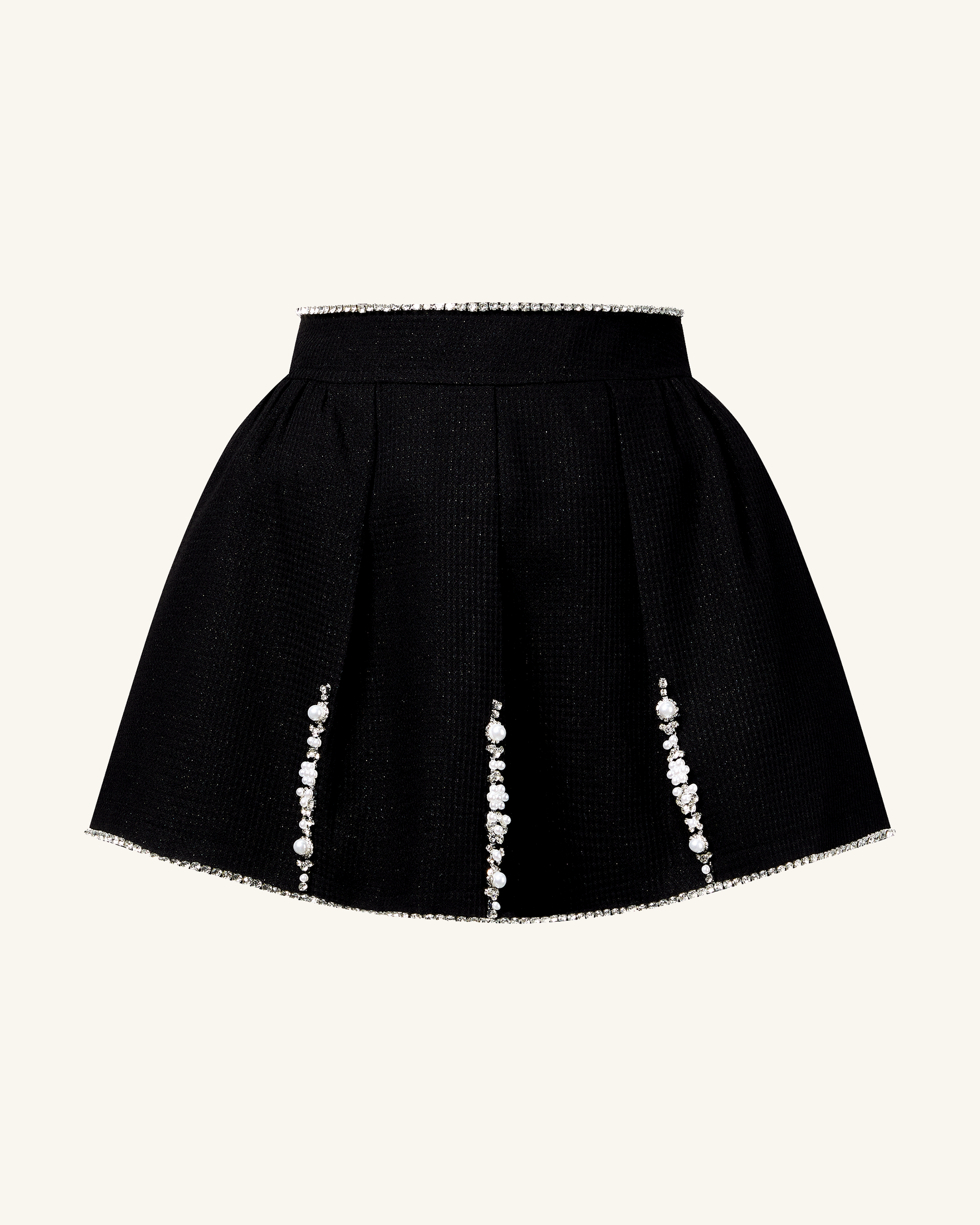Pearl-Embellished Tweed Set - Black