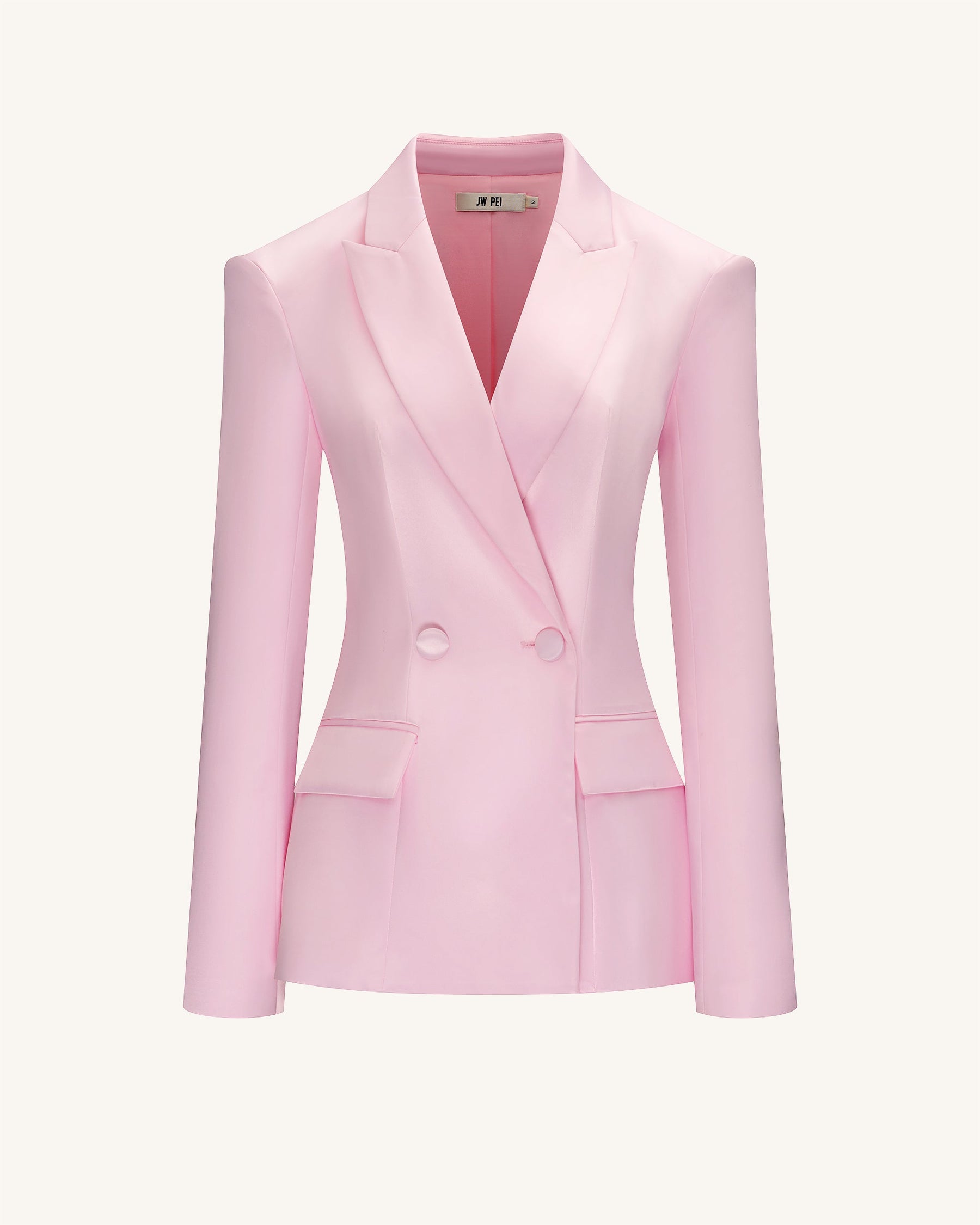 Lily Satin Double-Breasted Blazer Suit - Pink