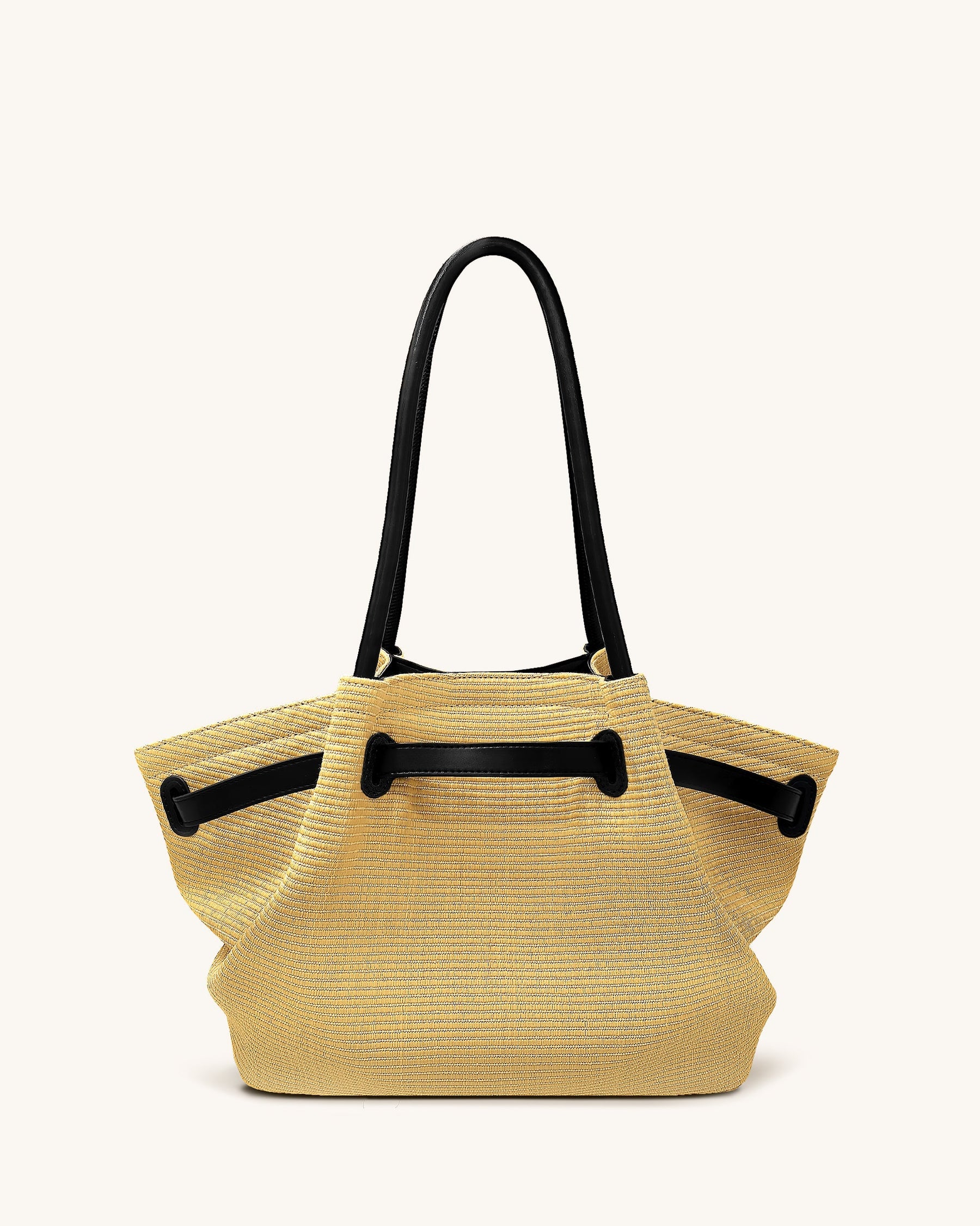 Hana Medium Faux Straw Tote Bag - Brown Straw