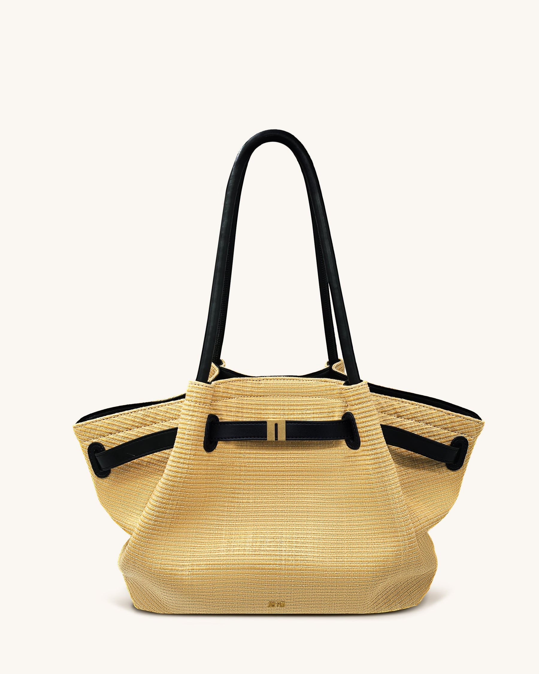 Hana Medium Faux Straw Tote Bag - Brown Straw