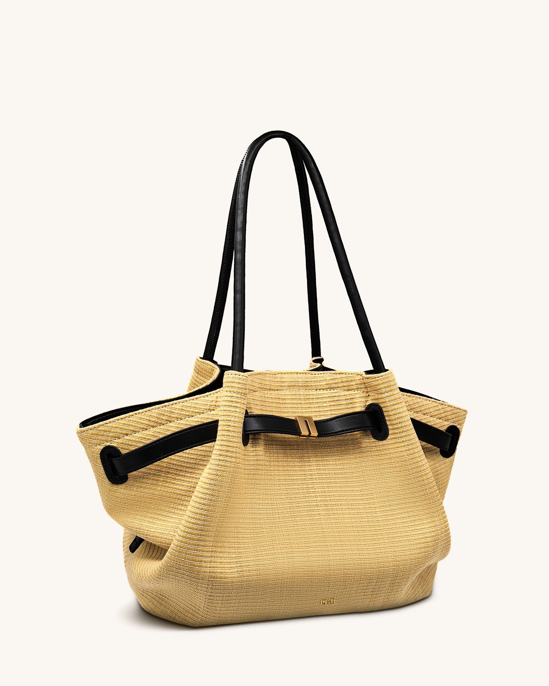 Hana Medium Faux Straw Tote Bag - Brown Straw