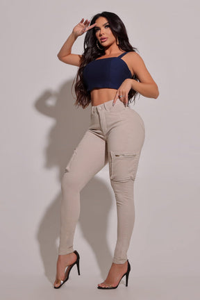 Calça Jeans Modeladora Cargo Apaixonante - CH88 KIT Promoção Surreal na Tinder Jeans!  👖 Compre 1 e leve 2!