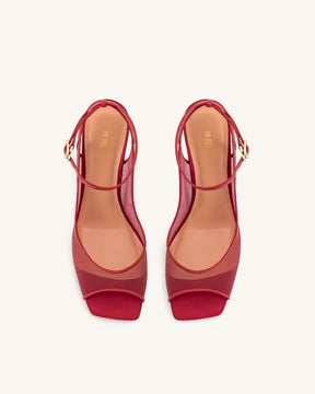 Serenity Open Toe Mesh Slingback Sandals - Burgundy