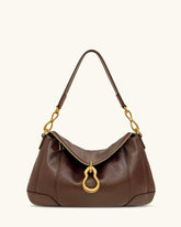 Jayla Metal Pendant Embellished Shoulder Bag - Dark Brown