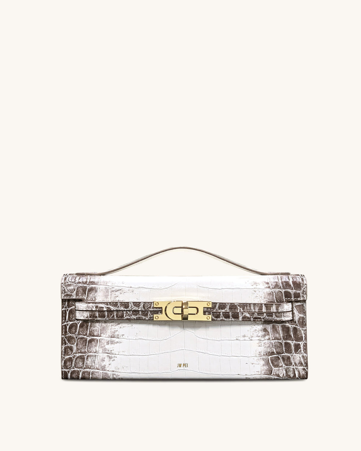 Bria Structured Top Handle Bag - White Croc