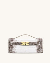 Bria Structured Top Handle Bag - White Croc