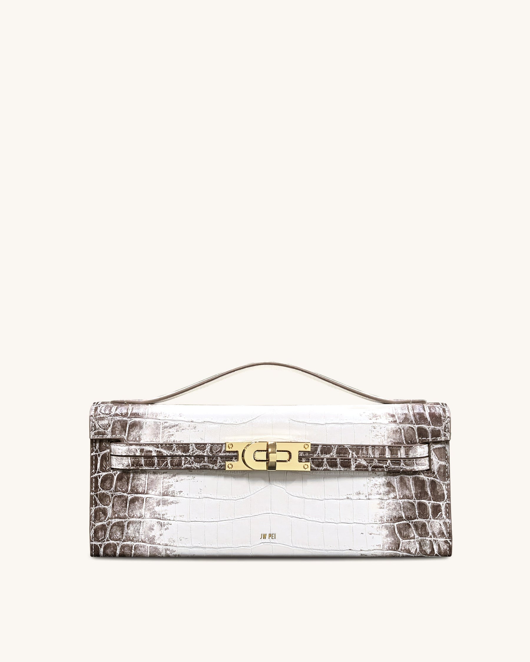 Bria Structured Top Handle Bag - White Croc