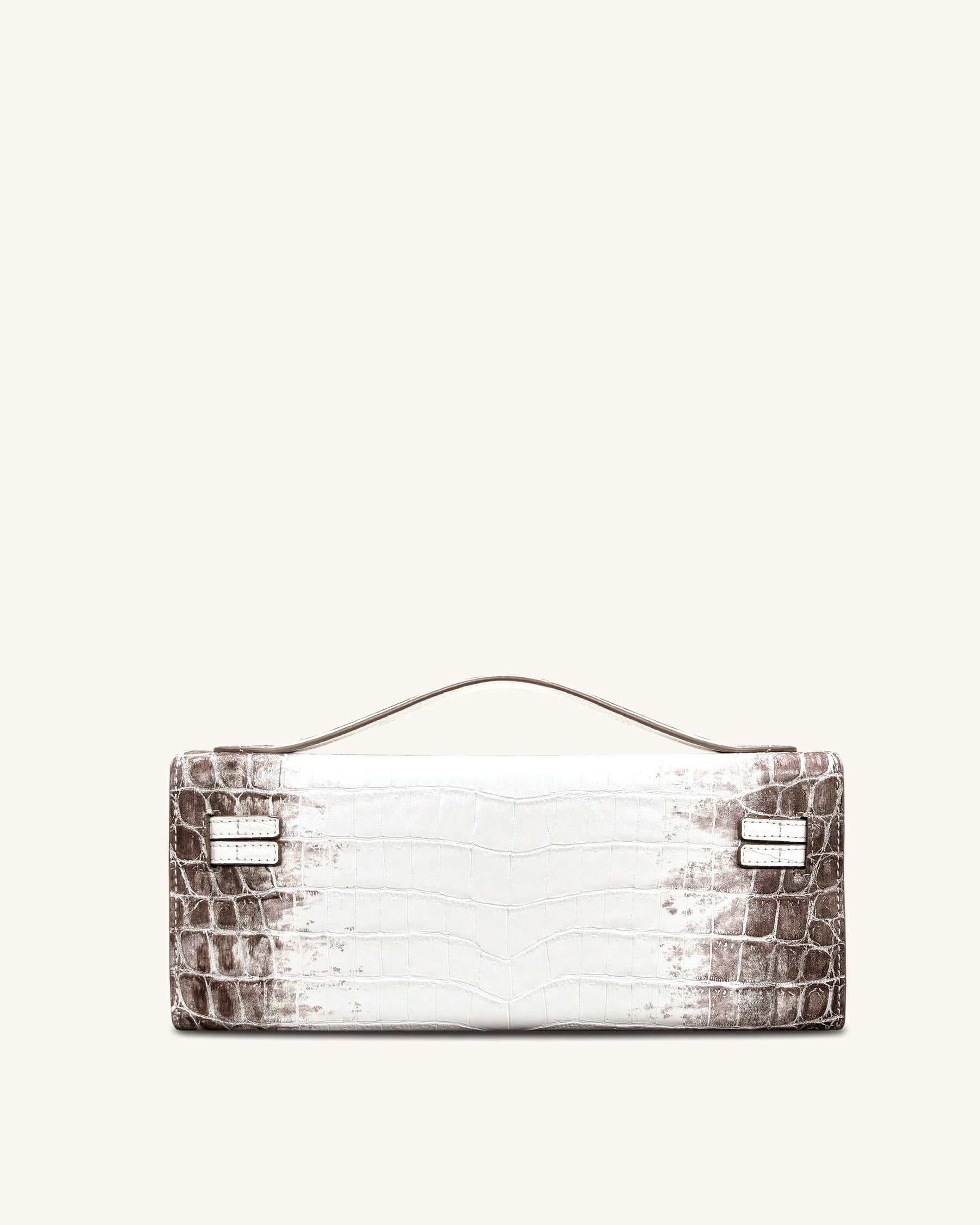Bria Structured Top Handle Bag - White Croc