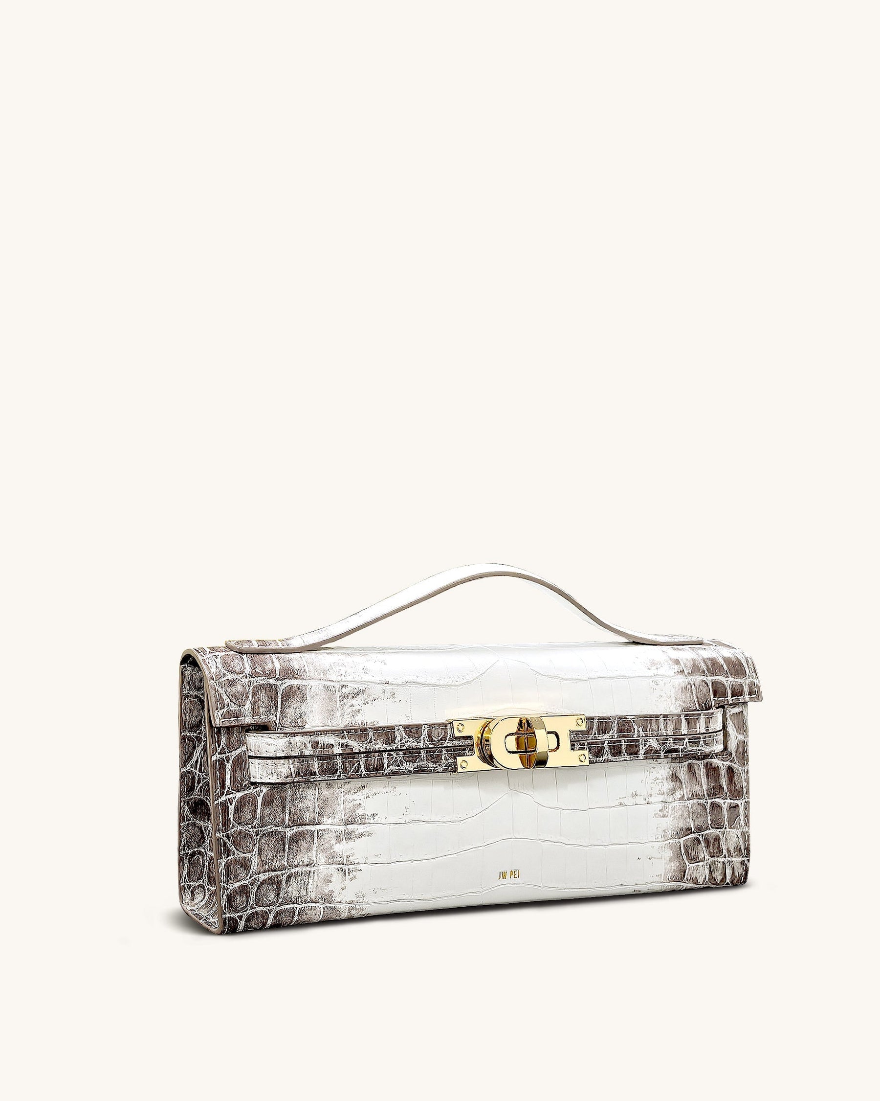 Bria Structured Top Handle Bag - White Croc