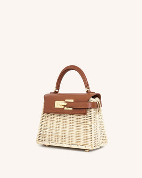 Elise Natural Rattan Weaving  Handbag - Brown Rattan