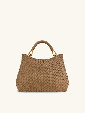 Lucia Classic Top Handle Woven Bag - Brown