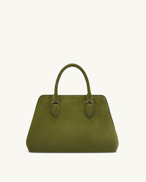 Lara Faux Suede Tote Bag - Dark Olive