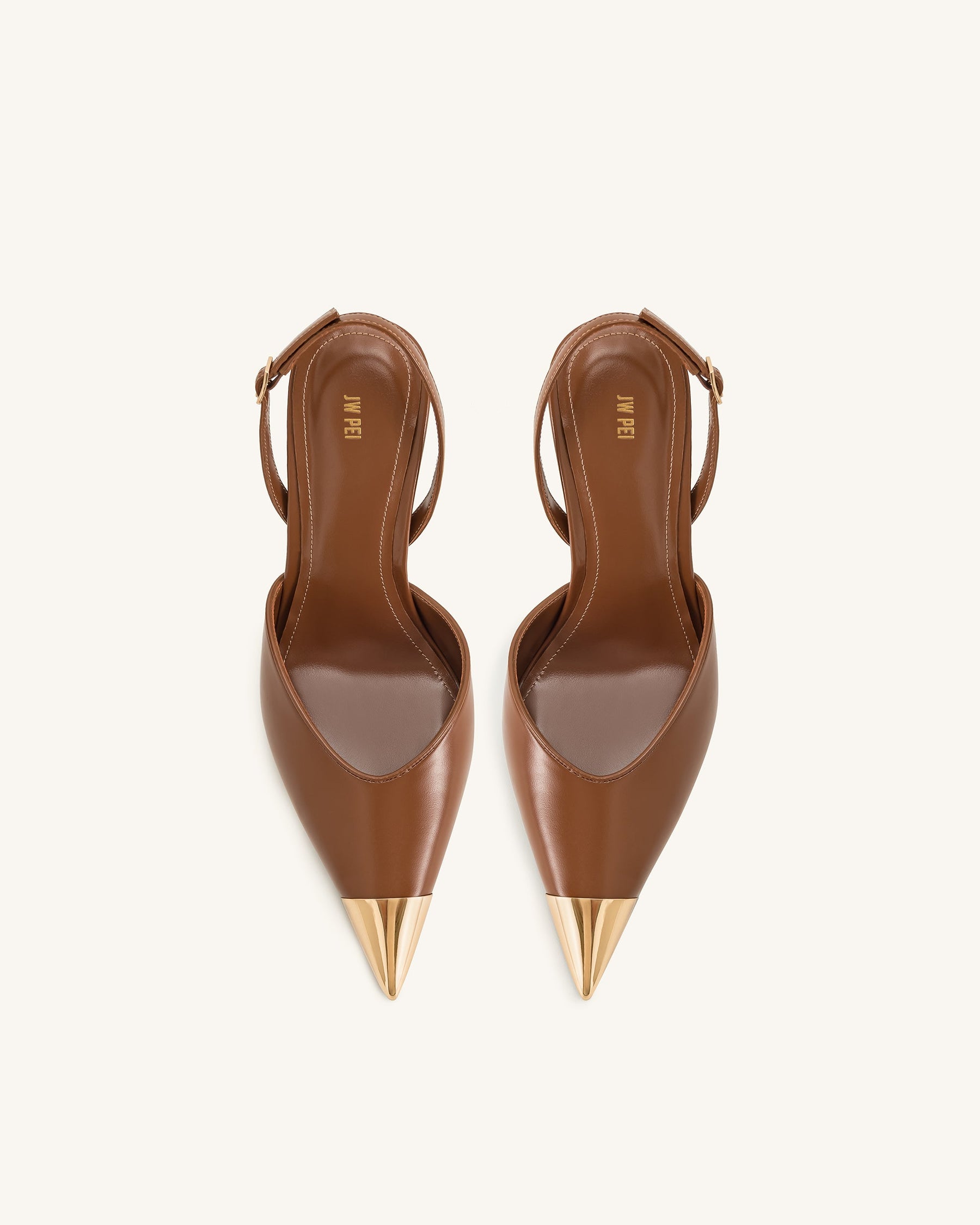 Savannah Gold Tipped Slingback Pumps - Brown
