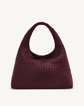 Laura Woven Shoulder Bag - Deep Burgundy