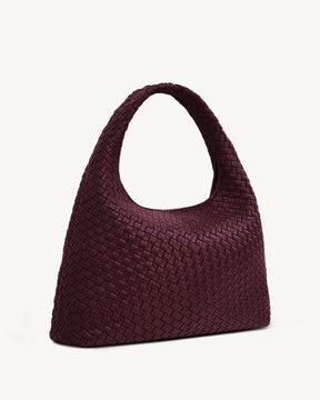Laura Woven Shoulder Bag - Deep Burgundy