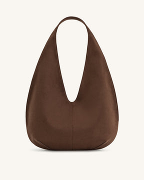 Dara Faux Suede Hobo Bag - Mocha Brown
