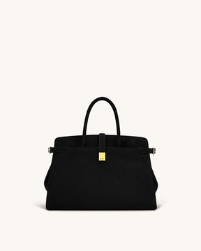 Saige Faux Suede Tote Bag - Black