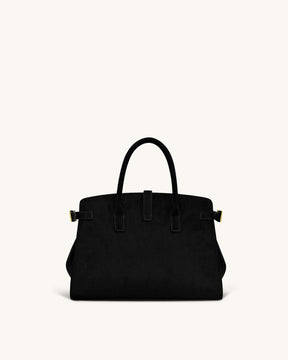 Saige Faux Suede Tote Bag - Black