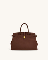 Saige Faux Suede Tote Bag - Brown