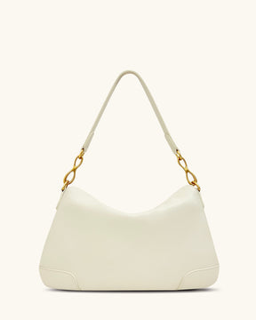 Jayla Metal Pendant Embellished Shoulder Bag - White