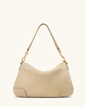 Jayla Metal Pendant Embellished Shoulder Bag - Khaki