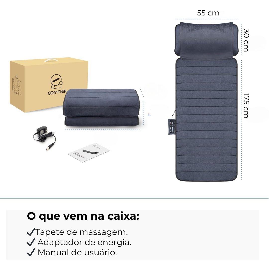 RelaxPro Esteira Massageadora com 10 Motores Vibratórios e 4 Zonas de Aquecimento