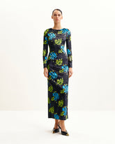 Zoe Vibrant Floral Long Sleeve Gown - Multicolor