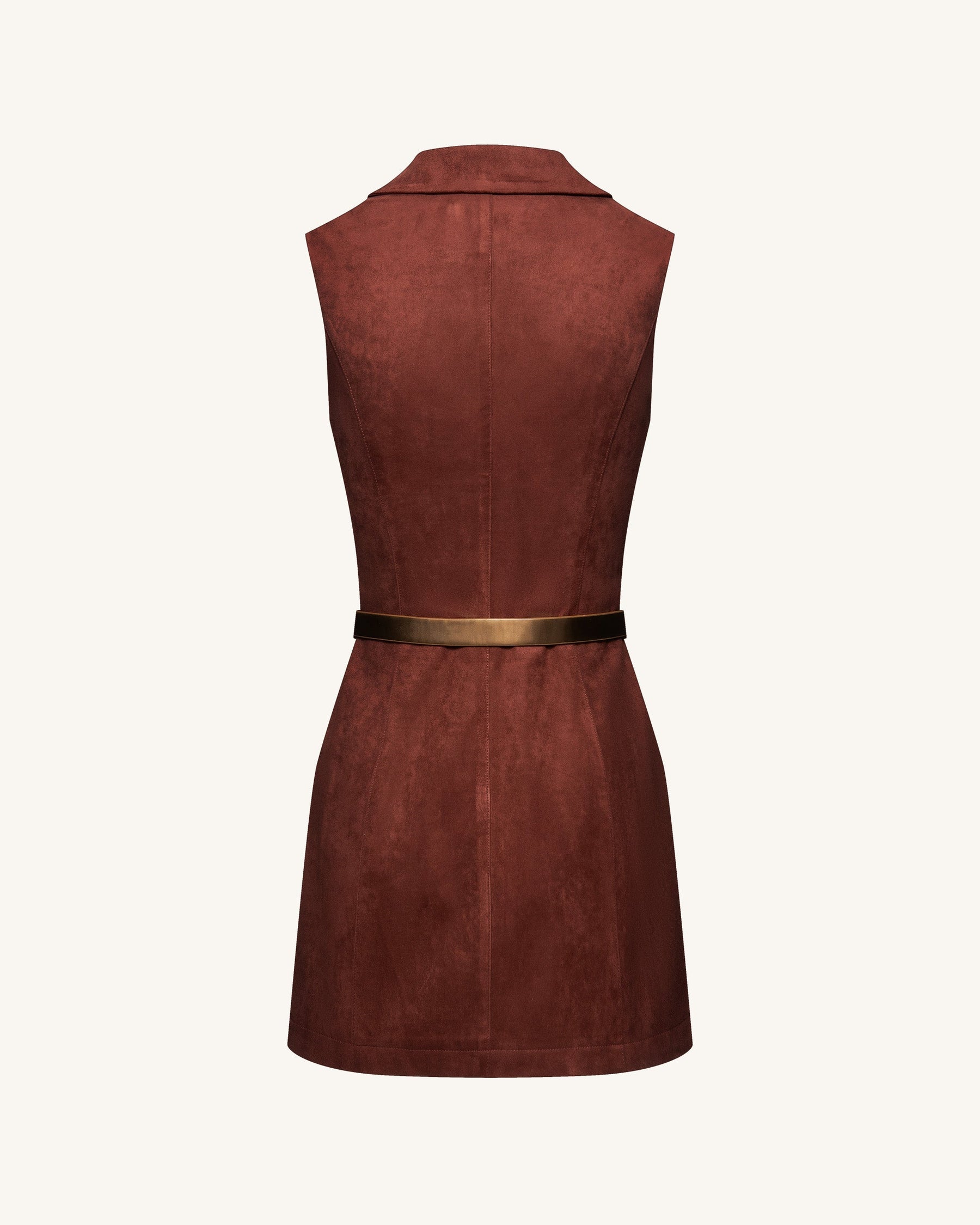 Ariana Sleeveless Suedes Mini Dress - Burgundy