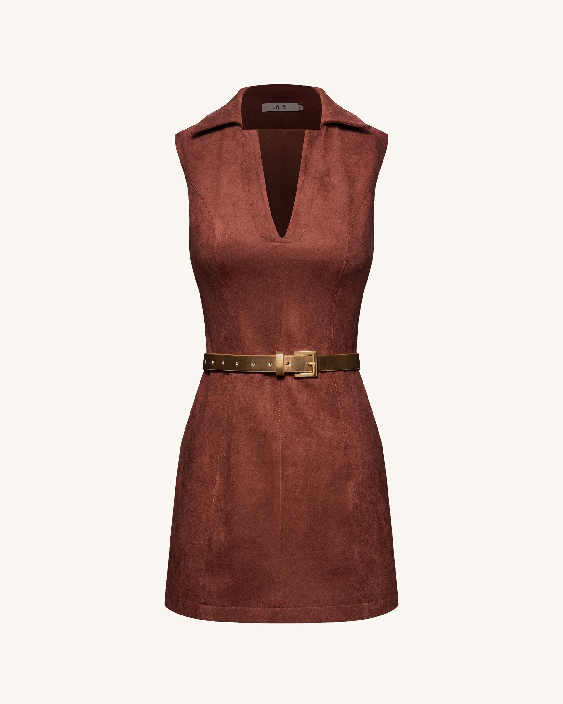 Ariana Sleeveless Suedes Mini Dress - Burgundy