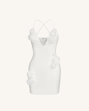 Floral Embrace Sleeveless Gown - White