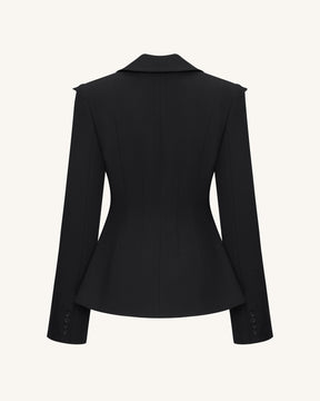 Layla Lock Buckle Deep-V Blazer - Black