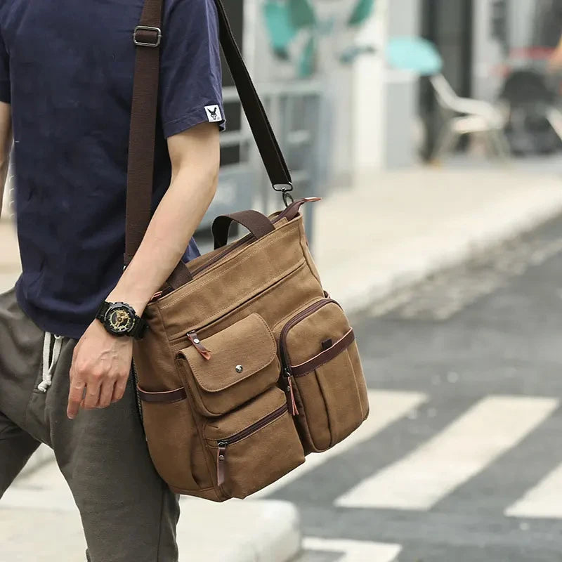 Bolsa Carteiro Masculina em Lona –Tipo Sling Bag, Bolsa de Ombro