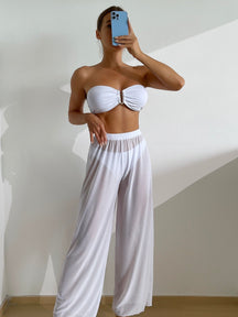 Conjunto biquini + saída de praia com calça