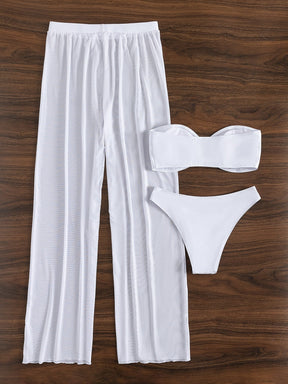 Conjunto biquini + saída de praia com calça