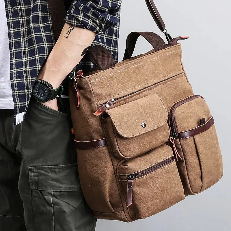 Bolsa Carteiro Masculina em Lona –Tipo Sling Bag, Bolsa de Ombro