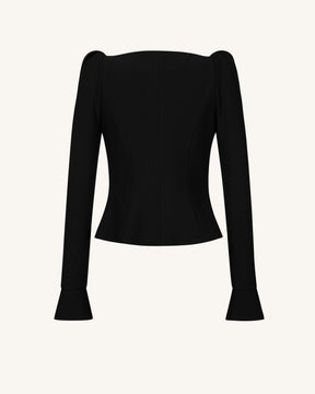 Olivia Puff Shoulder Blazer - Black