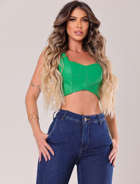 Calça Jeans Flare Cintura Alta Bolso Faca Barra Reta