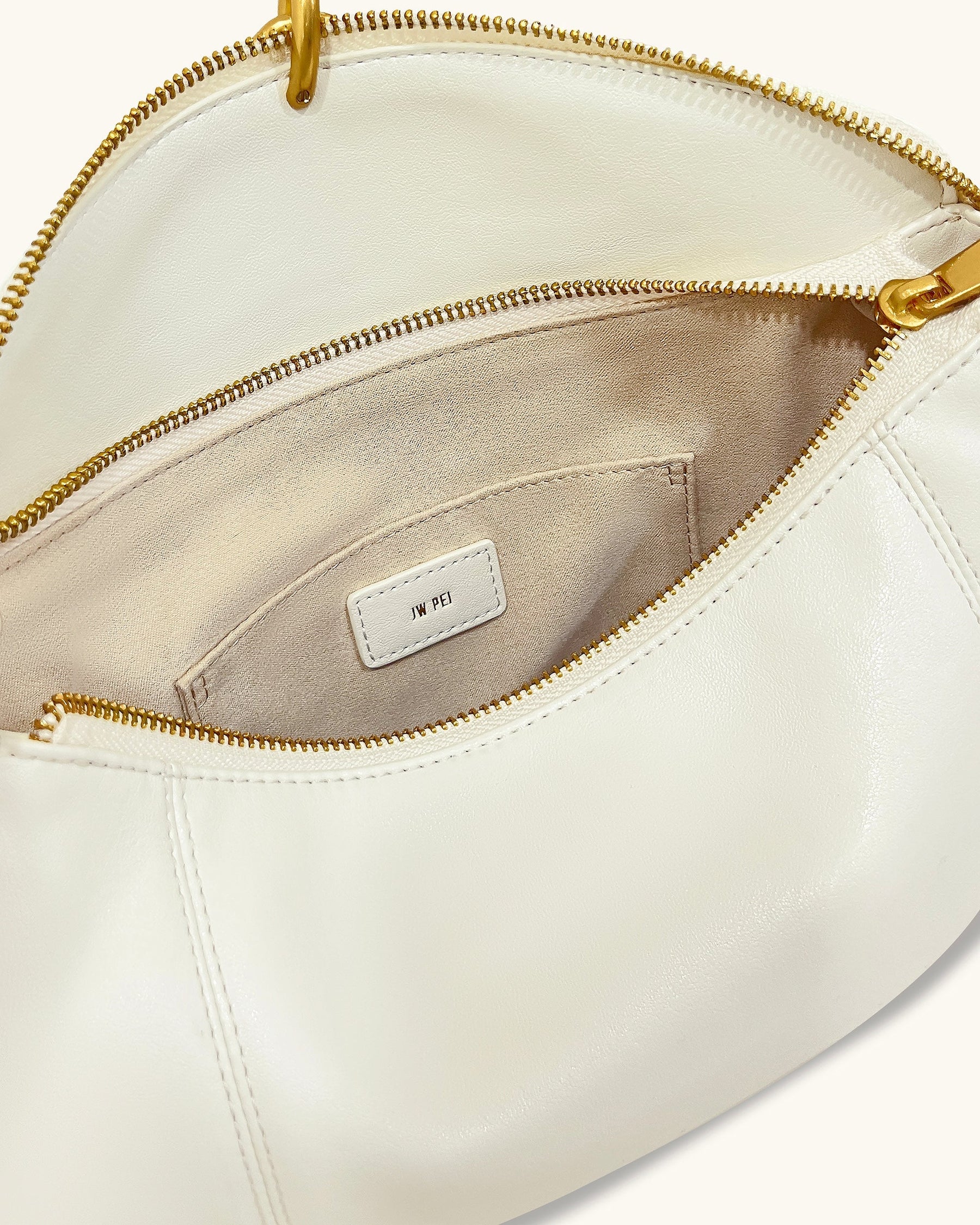 Jayla Metal Pendant Embellished Shoulder Bag - White