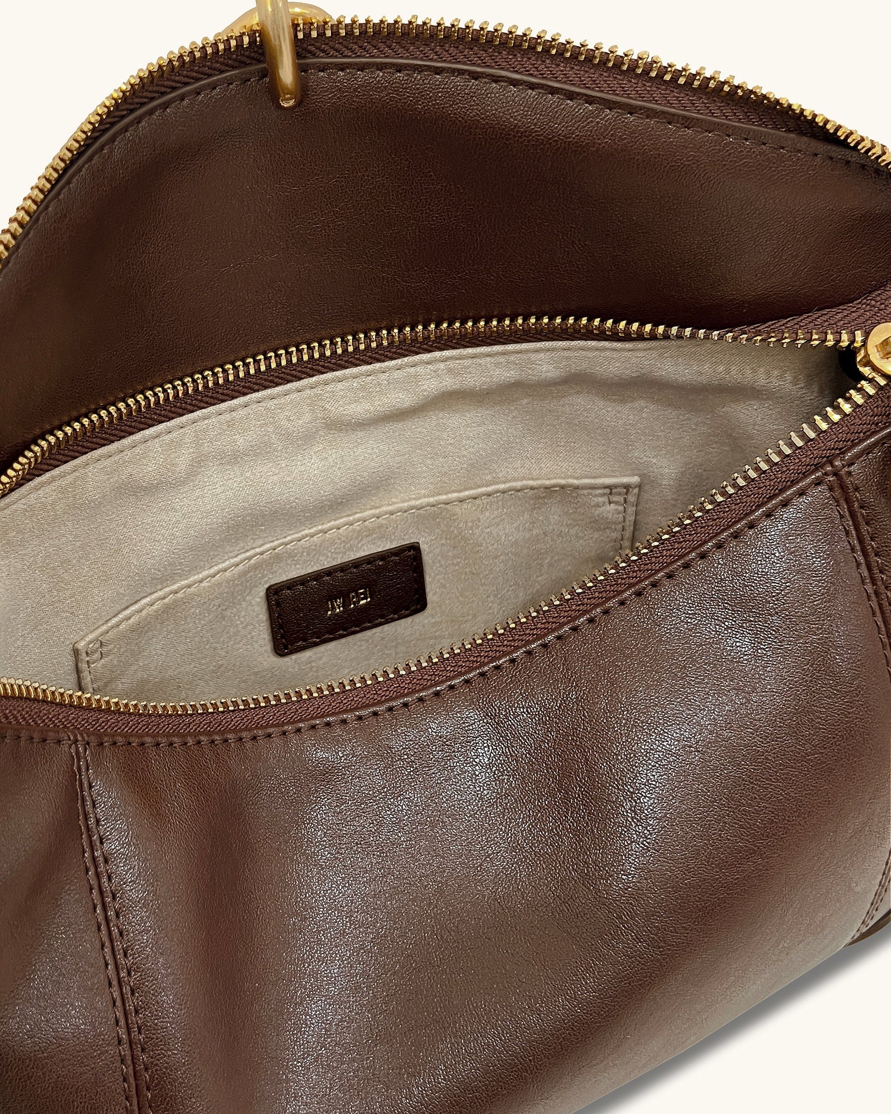 Jayla Metal Pendant Embellished Shoulder Bag - Dark Brown