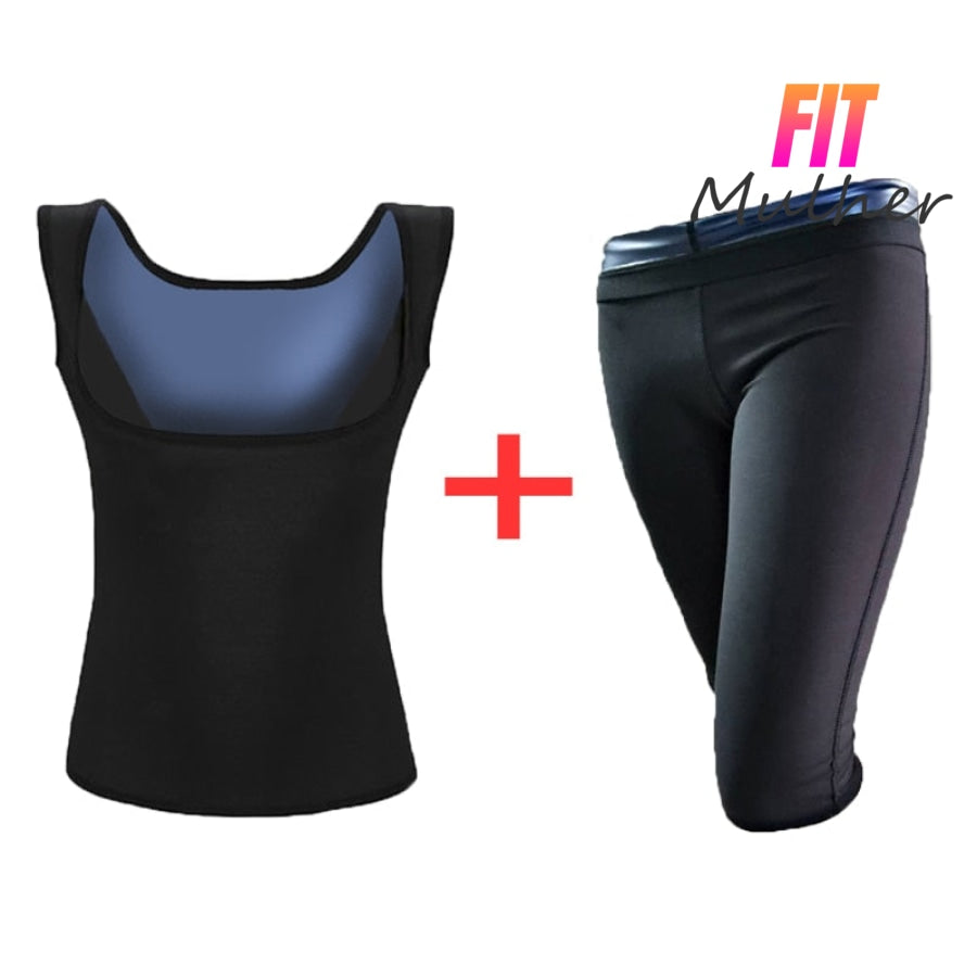 Kit Efeito Sauna Camiseta / Calça Curta / Cinta Modeladora