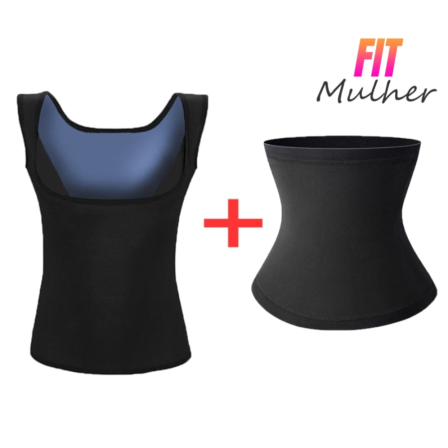Kit Efeito Sauna Camiseta / Calça Curta / Cinta Modeladora