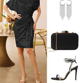 💃Letzter Tagesverkauf - 50 % RABATT🎉Party- und Clubkleid mit One-Shoulder-Träger und funkelnden Pailletten für Damen✨