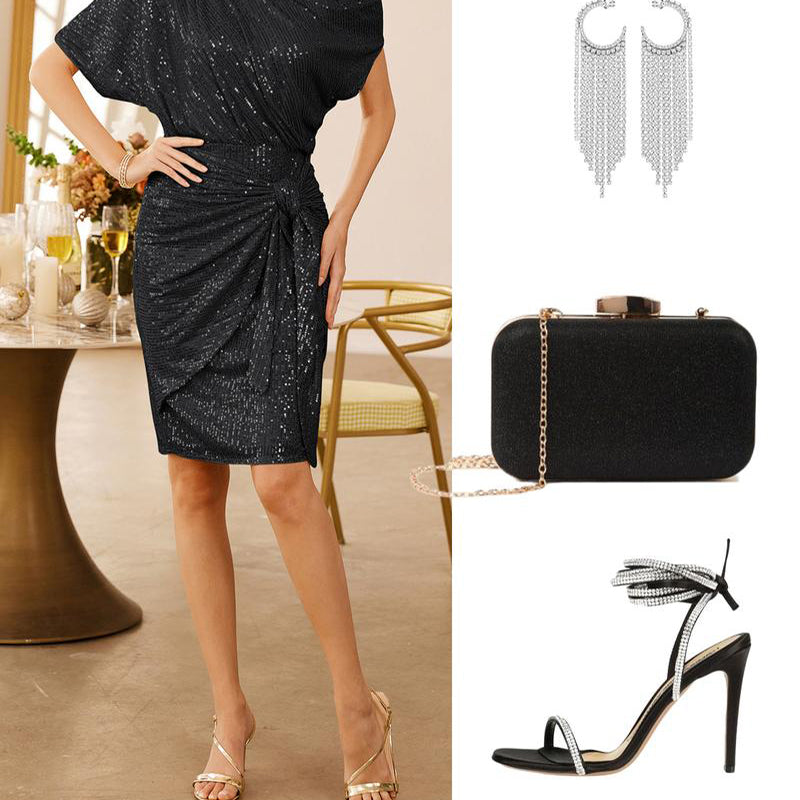 💃Letzter Tagesverkauf - 50 % RABATT🎉Party- und Clubkleid mit One-Shoulder-Träger und funkelnden Pailletten für Damen✨